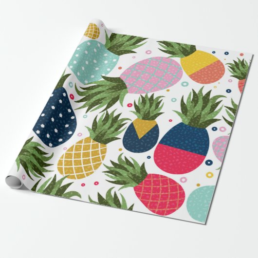 Pineapple seamless pattern illustration, colorful geschenkpapier (Ungerollt)