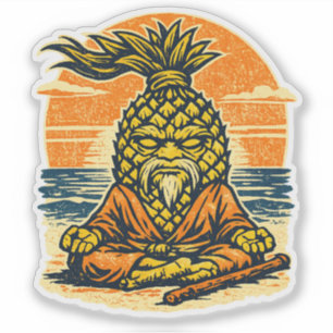 Pineapple Sensei Sonnenuntergang — Vintage Sommer  Aufkleber