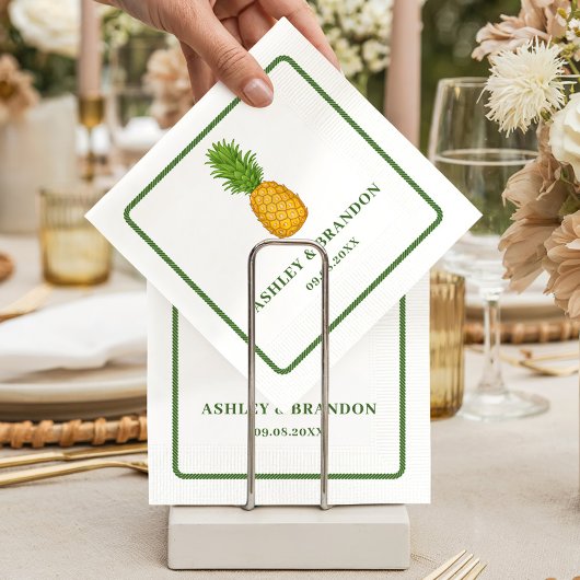 Pineapple Tropical Beach Coastal Retro Wedding Serviette