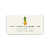 Pineapple Tropical Coastal Beach Retro Wedding  Adressaufkleber (Vorne)