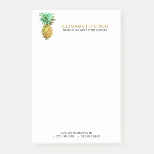 PineApple Vintages tropisches Design Post-it Klebezettel (Vorderseite)