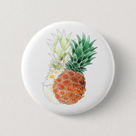 Pineapple, watercolor . button (Vorderseite)