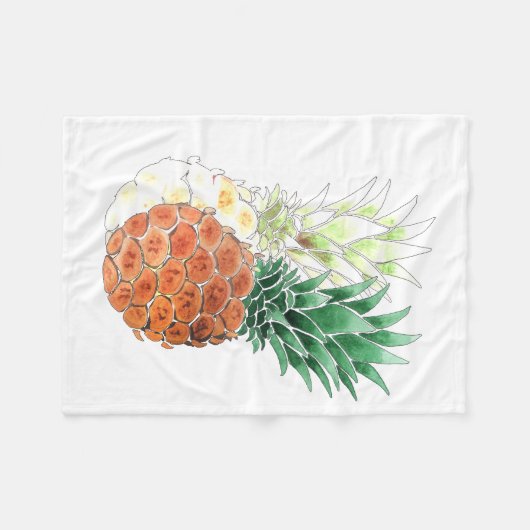 Pineapple, watercolor . fleecedecke (Vorderseite (Horizontal))