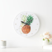 Pineapple, watercolor . große wanduhr (Zuhause)