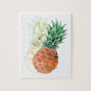 Pineapple, watercolor . puzzle