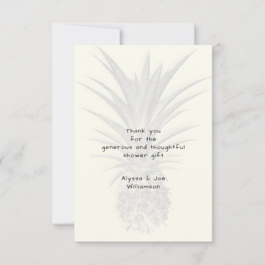 Pineapple Wedding Shower Thank You Flat Notes Dankeskarte (Rückseite)