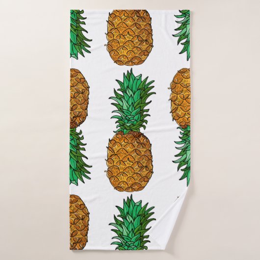 Pineapple with leaves. Seamless pattern with tropi Badehandtuch (Badehandtuch)