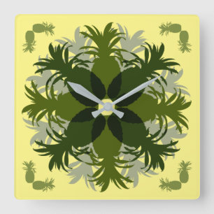 PINEAPPLE WREATH PATTERN QUADRATISCHE WANDUHR