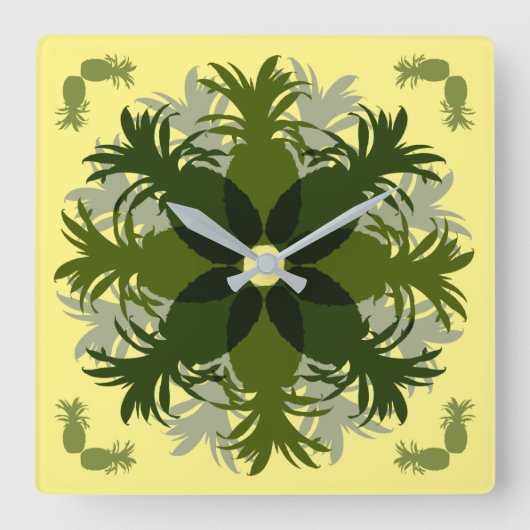 PINEAPPLE WREATH PATTERN QUADRATISCHE WANDUHR (Vorderseite)
