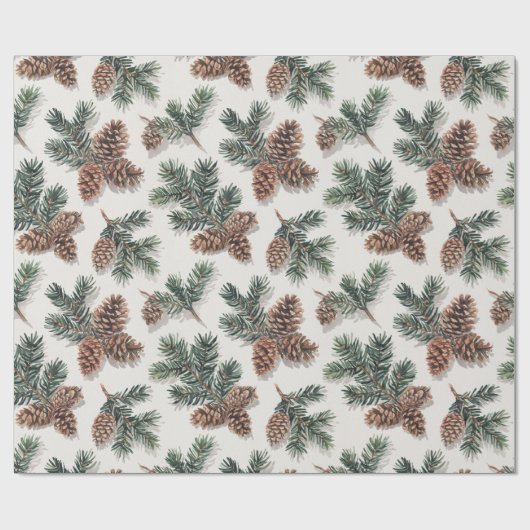Pinecone and Evergreen Forest  Geschenkpapier (Flach)
