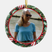 Pinecone and Peppermint Wreath ANY Photo Keramik Ornament (Vorne)