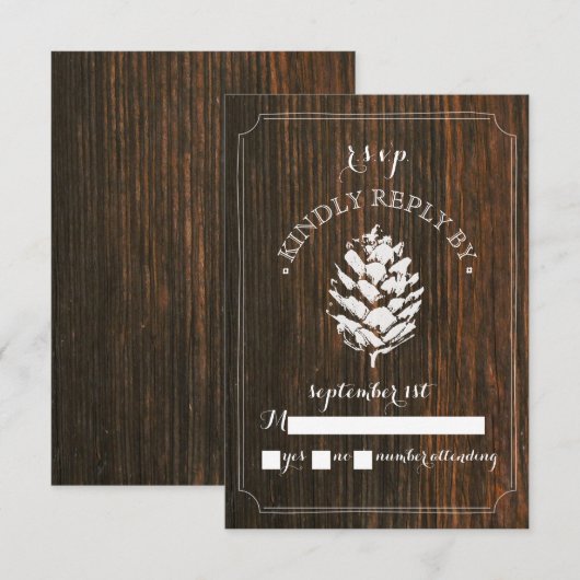 Pinecone Barn Wood Wedding RSVP (Vorne/Hinten)