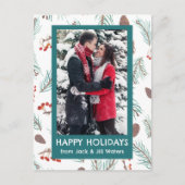 Pinecone Berries CUSTOM FOTO Feiertagspostkarte (Vorderseite)