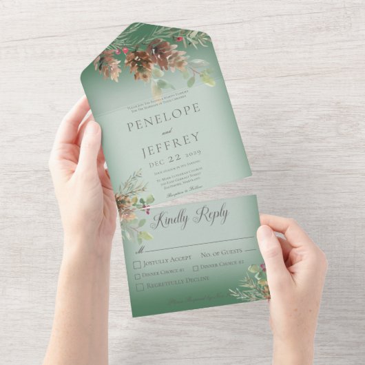 Pinecone & Berries Modernes Weinkeller All In One Einladung (Abreißen)