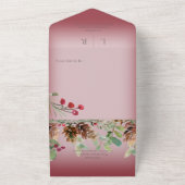 Pinecone & Berries Modernes Weinrotes Abendessen All In One Einladung (Außenbereich)