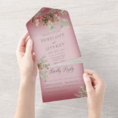 Pinecone & Berries Modernes Weinrotes Abendessen All In One Einladung (Abreißen)