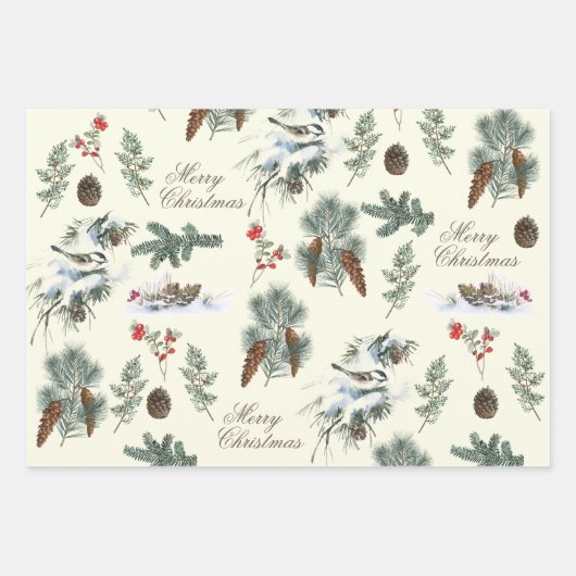 Pinecone Bird Strip Geschenkpapier Set (Vorderseite 2)