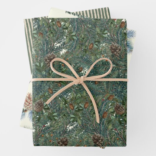 Pinecone Bird Strip Geschenkpapier Set (Beispiel)