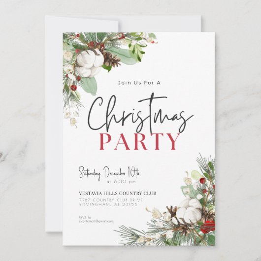 Pinecone Blooms Weihnachtsfeier Party Einladung (Vorderseite)