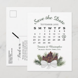 Pinecone Bouquet Wedding Calendar Save the Date Ankündigungspostkarte