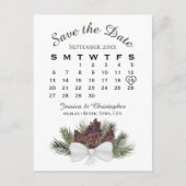 Pinecone Bouquet Wedding Calendar Save the Date Ankündigungspostkarte (Vorderseite)