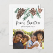 Pinecone Christmas Watercolor Foto Postkarte (Vorne/Hinten)