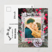 Pinecone Evergreen Berries Hochzeitsfest Foto Rett Postkarte (Vorne/Hinten)