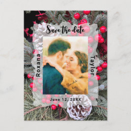 Pinecone Evergreen Berries Hochzeitsfest Foto Rett Postkarte