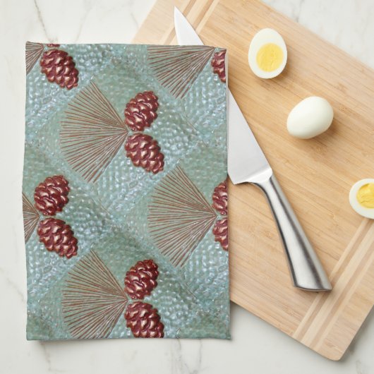 Pinecone Green und Copper Disc Handtuch (Viertel Falte)