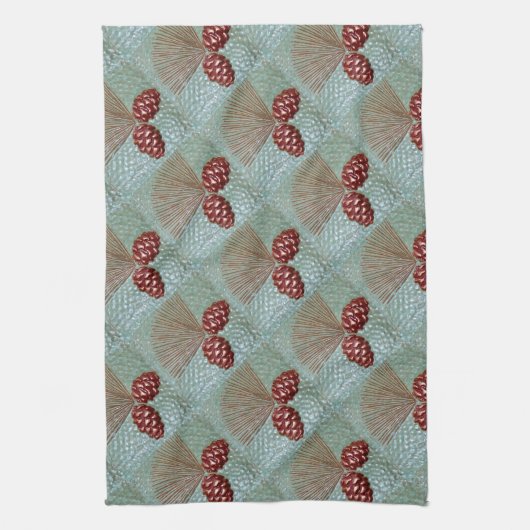 Pinecone Green und Copper Disc Handtuch (Vertikal)