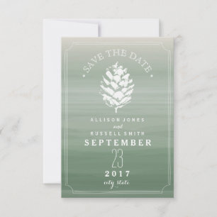 Pinecone Green Wassercolor Hochzeit speichern das  Save The Date