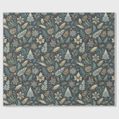 Pinecone, Holly, Snowflakes & Berries Holiday Geschenkpapier (Flach)