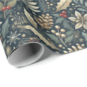 Pinecone, Holly, Snowflakes & Berries Holiday Geschenkpapier (Rolleneckpunkt)