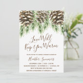 Pinecone Liebe Behalte Sie warmes Brautparty Einladung (Stehend Vorderseite)