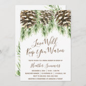 Pinecone Liebe Behalte Sie warmes Brautparty Einladung (Vorne/Hinten)