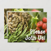 Pinecone mit Holly Custom Christmas Einladungen (Vorne/Hinten)