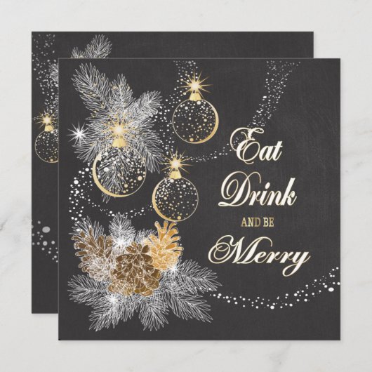 Pinecone Ornamente Weihnachten Einladung (Vorne/Hinten)