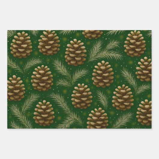 Pinecone & pine needle geschenkpapier set (Vorderseite)