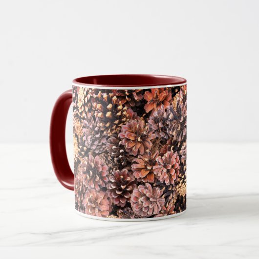 Pinecone rustikaler Fall bunt Winter braun Tasse (Vorderseite Links)