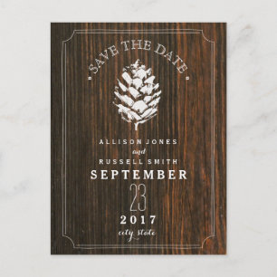 Pinecone Scheunen-Holz Save the Date Ankündigungspostkarte
