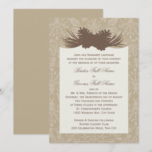 Pinecone Silhouette Einladung (Vorne/Hinten)