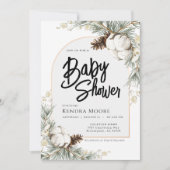 Pinecone Spruce Winter Kinderdusche Einladung (Vorderseite)