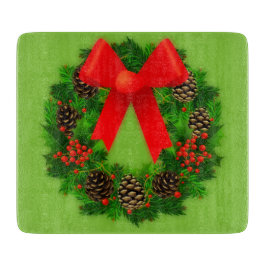 Pinecone und Holly Wreath Schneidebrett