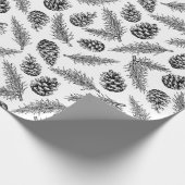 Pinecone und Tannenbaum Weihnachtsmuster. Winter Geschenkpapier (Ecke)