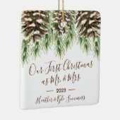 Pinecone Unsere ersten Weihnachten als Herr. & Mrs Keramikornament (Rechts)