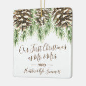 Pinecone Unsere ersten Weihnachten als Herr. & Mrs Keramikornament (Links)