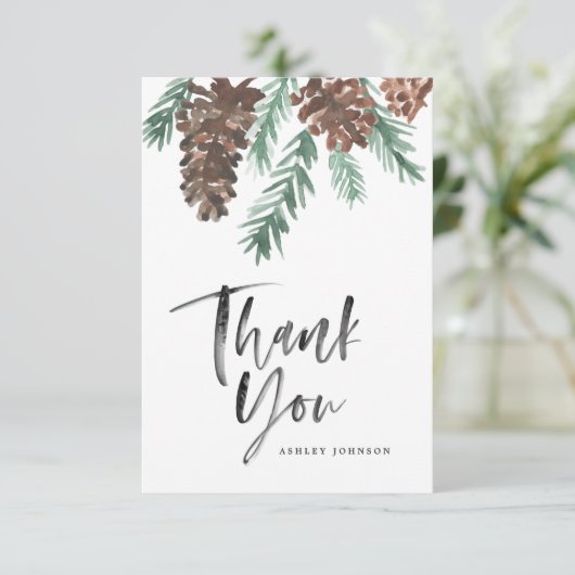 Pinecone Vielen Dank, dass Sie Script Flat Card Einladung (Stehend Vorderseite)