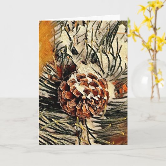 Pinecone Weihnachtskarte Karte (Gelbe Blume)