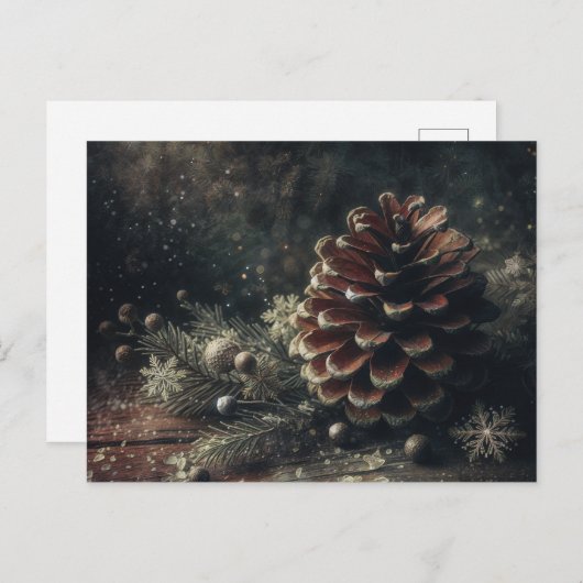 Pinecone Winter Art Postkarte (Vorne/Hinten)