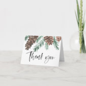 Pinecone Winter Danke, Pinecone Script | Geklappt Dankeskarte (Vorderseite)